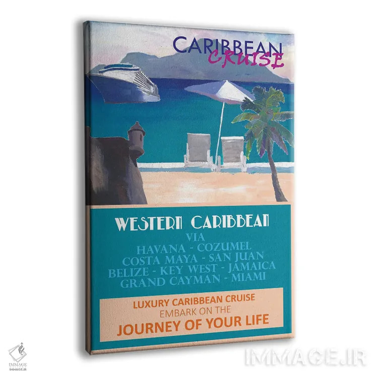 تابلو دکوراتیو پوستر سفر دریایی کارائیب غربی به سبک رترو ۲ اثر مارکوس و مارتینا بلیشنر - نمای پرسپکتیو محصول
