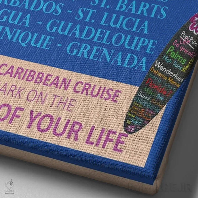 تابلو دکوراتیو پوستر سفر دریایی وسته ایندیز به سبک رترو اثر مارکوس و مارتینا بلیشنر - نمای نزدیک بافت بوم