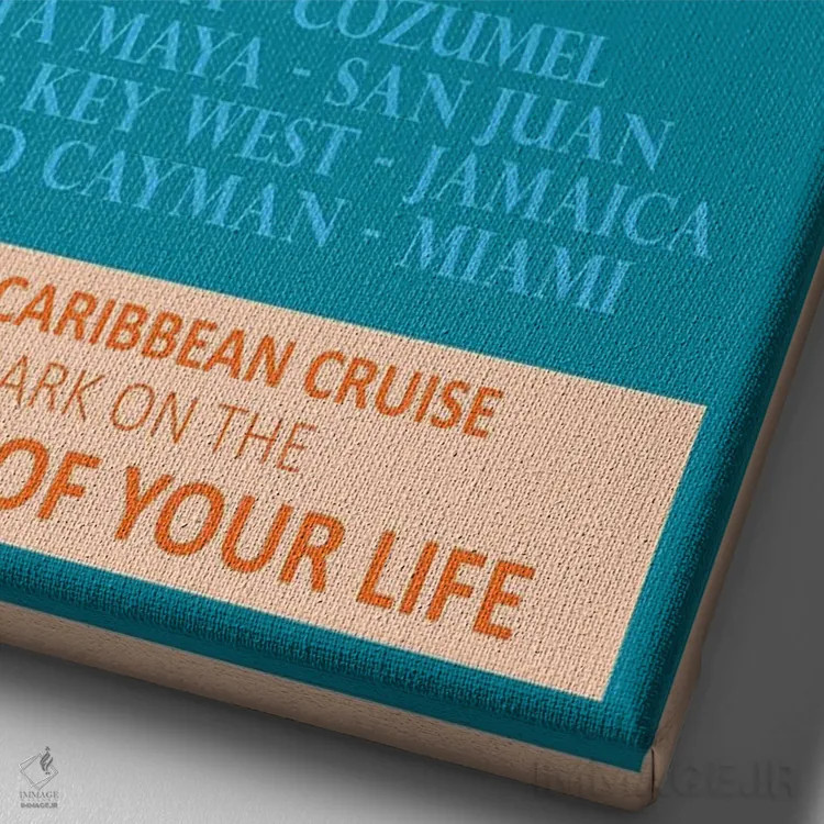 تابلو دکوراتیو پوستر سفر دریایی کارائیب غربی به سبک رترو ۲ اثر مارکوس و مارتینا بلیشنر - نمای نزدیک بافت بوم