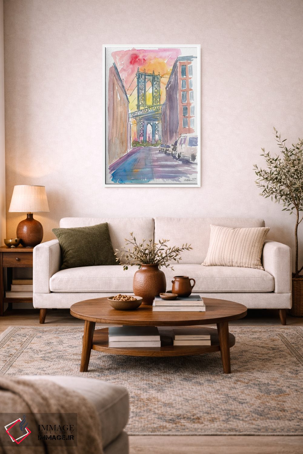 تابلو دکوراتیو چشم اندازی ویژه به پل منهتن نیویورک در غروب اثر مارکوس و مارتینا بلیشنر - D2W