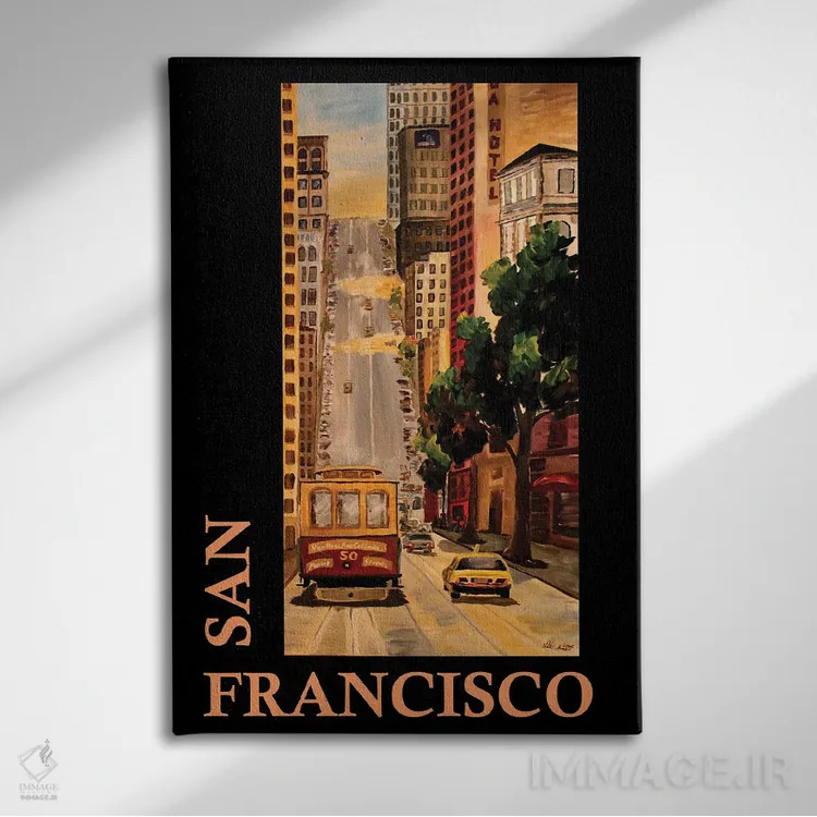 تابلو دکوراتیو پوستر کلاسیک رترو سانفرانسیسکو کالیفرنیا اثر مارکوس و مارتینا بلیشنر - نمای روبهرو روی دیوار