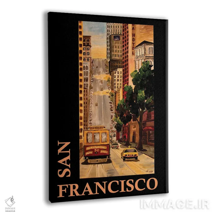 تابلو دکوراتیو پوستر کلاسیک رترو سانفرانسیسکو کالیفرنیا اثر مارکوس و مارتینا بلیشنر - نمای پرسپکتیو محصول
