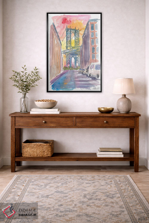 تابلو دکوراتیو چشم اندازی ویژه به پل منهتن نیویورک در غروب اثر مارکوس و مارتینا بلیشنر - D5B