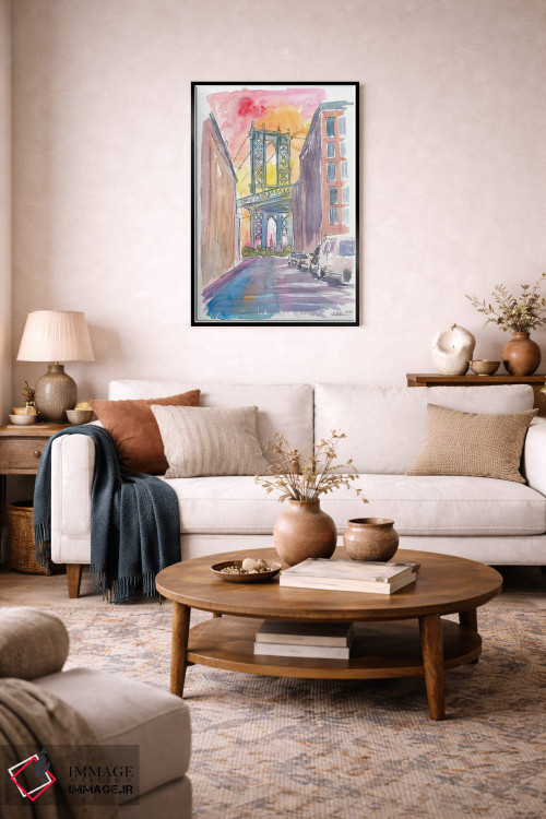 تابلو دکوراتیو چشم اندازی ویژه به پل منهتن نیویورک در غروب اثر مارکوس و مارتینا بلیشنر - D4B