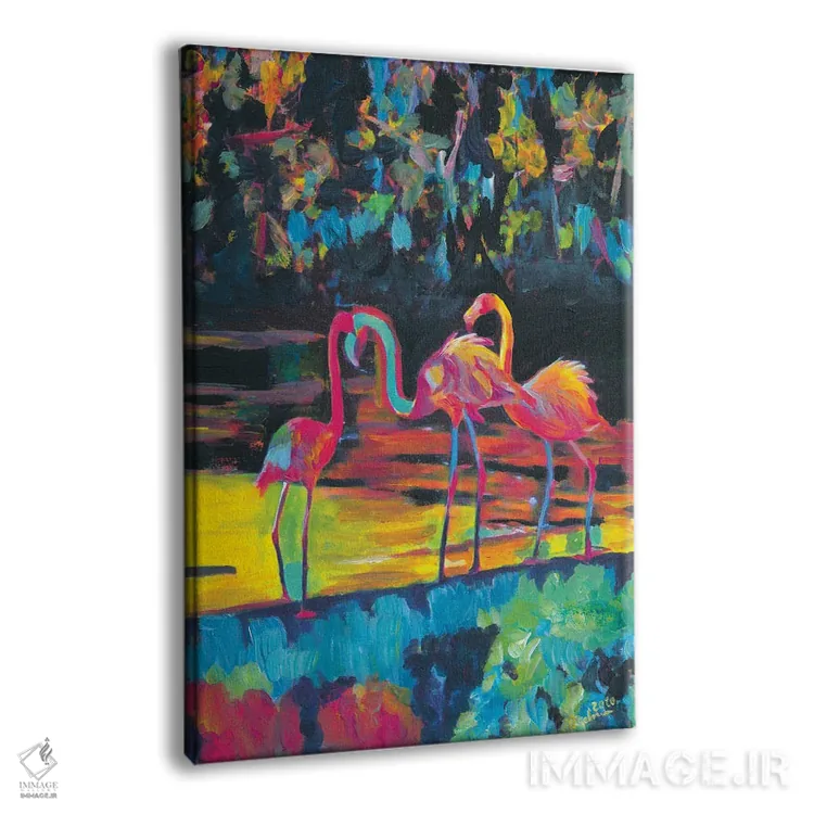تابلو دکوراتیو فلامینگوها به سبک امپرسیونیستی-اکسپرسیونیستی فئ… اثر مارکوس و مارتینا بلیشنر - نمای پرسپکتیو محصول
