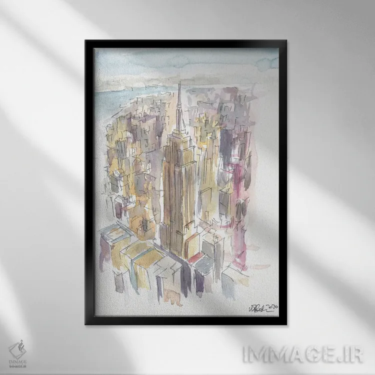 تابلو دکوراتیو نمای آسمان خراش های میدتاون منهتن نیویورک اثر مارکوس و مارتینا بلیشنر - نمای قابدار مشکی