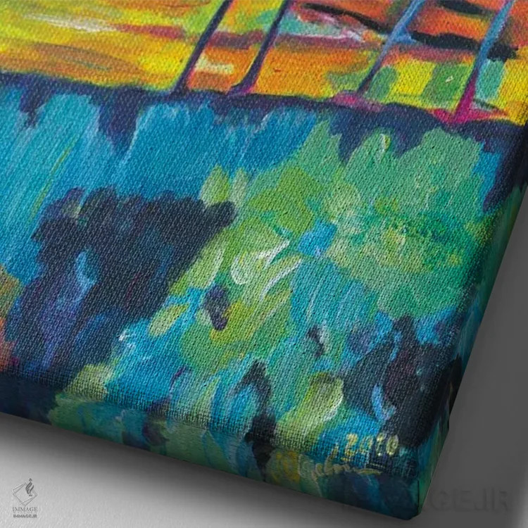 تابلو دکوراتیو فلامینگوها به سبک امپرسیونیستی-اکسپرسیونیستی فئ… اثر مارکوس و مارتینا بلیشنر - نمای نزدیک بافت بوم