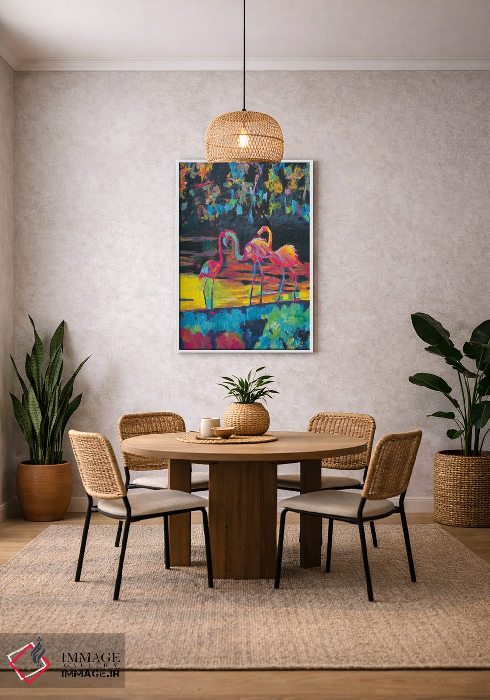 تابلو دکوراتیو فلامینگوها به سبک امپرسیونیستی-اکسپرسیونیستی فئ… اثر مارکوس و مارتینا بلیشنر - D2W