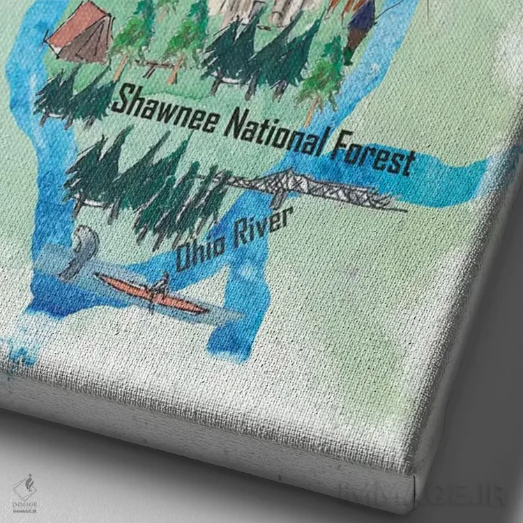 تابلو دکوراتیو "پوستر سفر تصویری آمریکا، ایلینوی" اثر مارکوس و مارتینا بلیشنر - نمای نزدیک بافت بوم