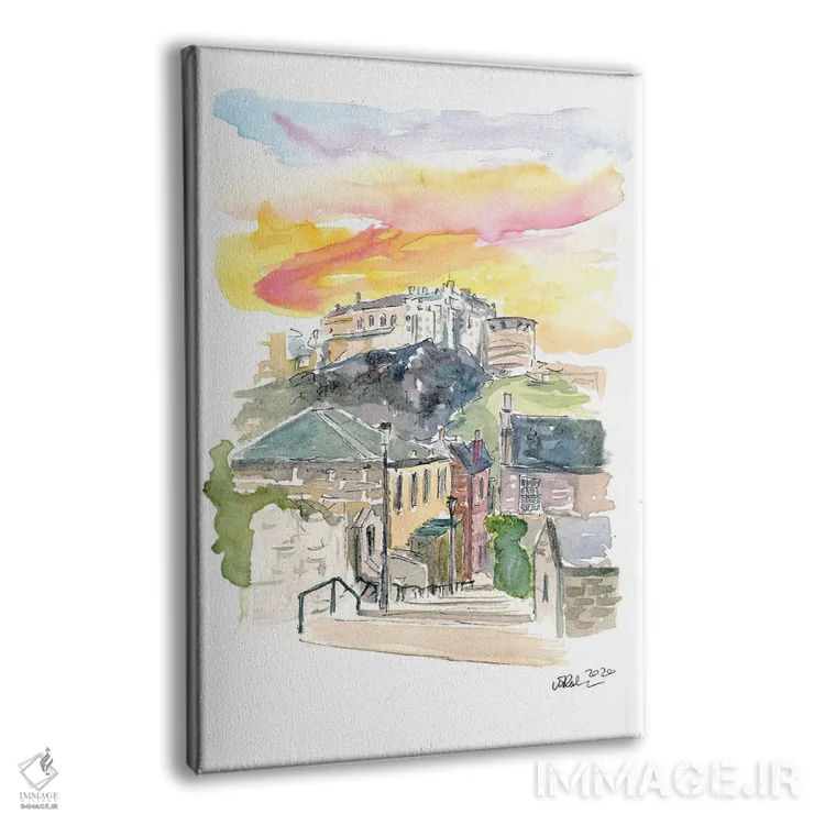 تابلو انتزاعی نمای خیابان اباوربورگ اسکاتلند همراه با قلعه در غ… اثر مارکوس و مارتینا بلیشنر - نمای پرسپکتیو محصول