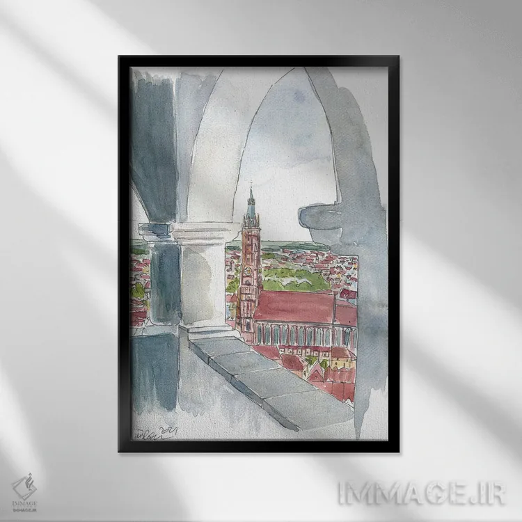 تابلو دکوراتیو "نمای لندشوت از تراس تراوسنیز سولر همراه با سنت… اثر مارکوس و مارتینا بلیشنر - نمای قابدار مشکی