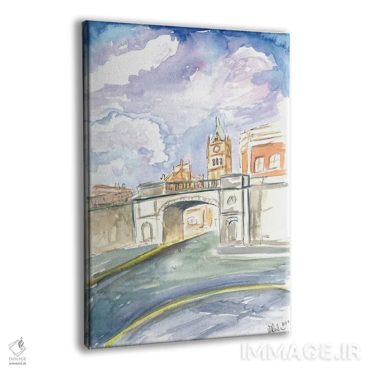 تابلو دکوراتیو نمای خیابان در دری، ایرلند شمالی با دروازه شیپ… اثر مارکوس و مارتینا بلیشنر - نمای پرسپکتیو محصول