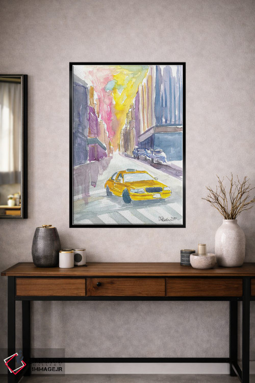 تابلو دکوراتیو نمای خیابانی تاکسی کلاسیک در نیویورک سیتی اثر مارکوس و مارتینا بلیشنر - D2B