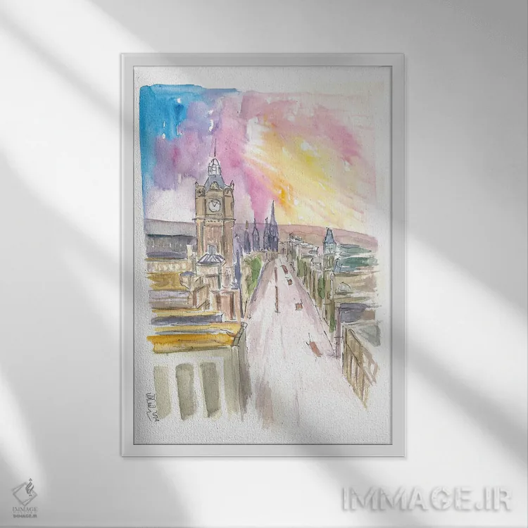 تابلو دکوراتیو "خیابان پرینسس اباوربورگ هنگام غروب" اثر مارکوس و مارتینا بلیشنر - نمای قابدار سفید