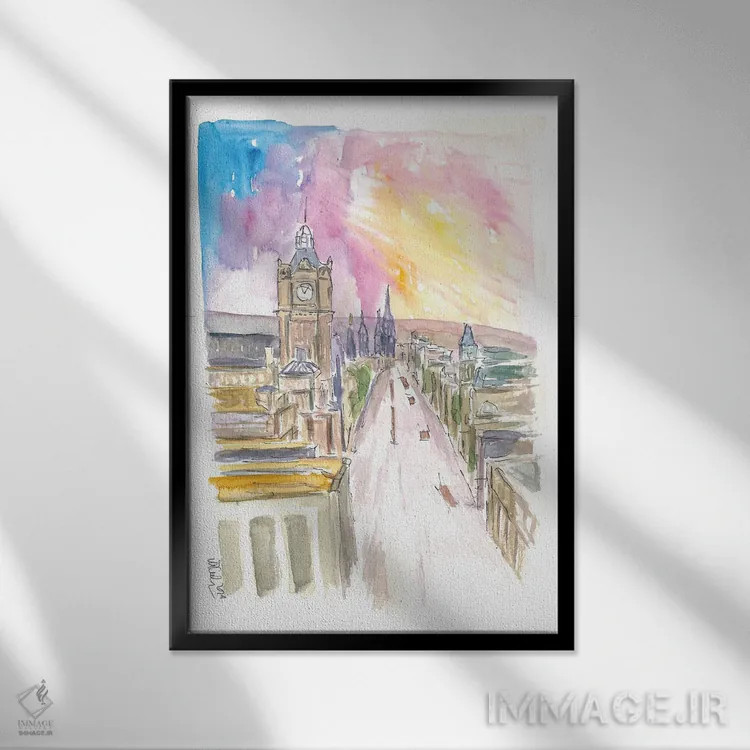 تابلو دکوراتیو "خیابان پرینسس اباوربورگ هنگام غروب" اثر مارکوس و مارتینا بلیشنر - نمای قابدار مشکی