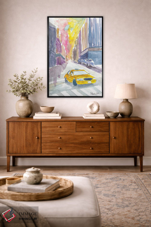 تابلو دکوراتیو نمای خیابانی تاکسی کلاسیک در نیویورک سیتی اثر مارکوس و مارتینا بلیشنر - D4B