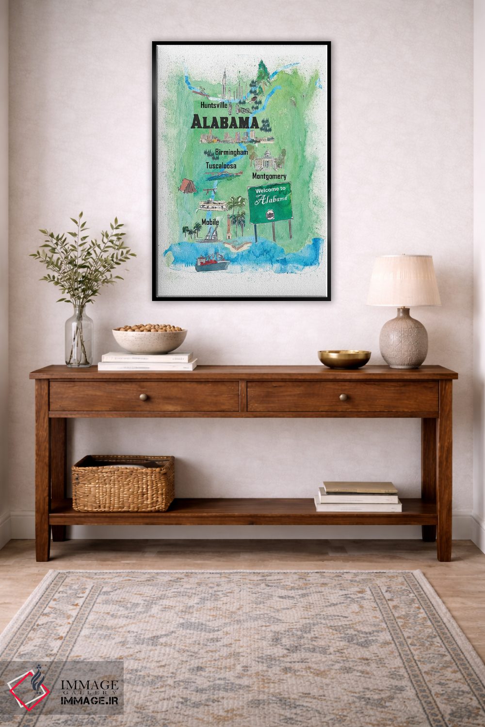 تابلو دکوراتیو پوستر سفر مصور ایالت آلاباما آمریکا اثر مارکوس و مارتینا بلیشنر - D5B
