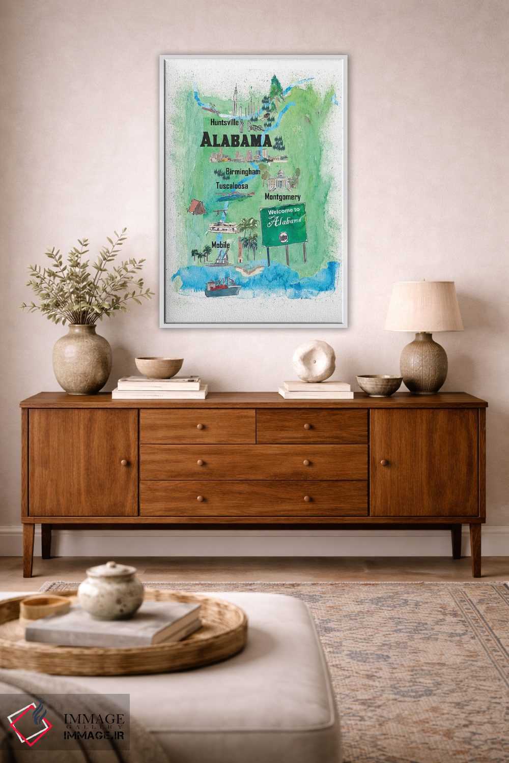 تابلو دکوراتیو پوستر سفر مصور ایالت آلاباما آمریکا اثر مارکوس و مارتینا بلیشنر - D4W
