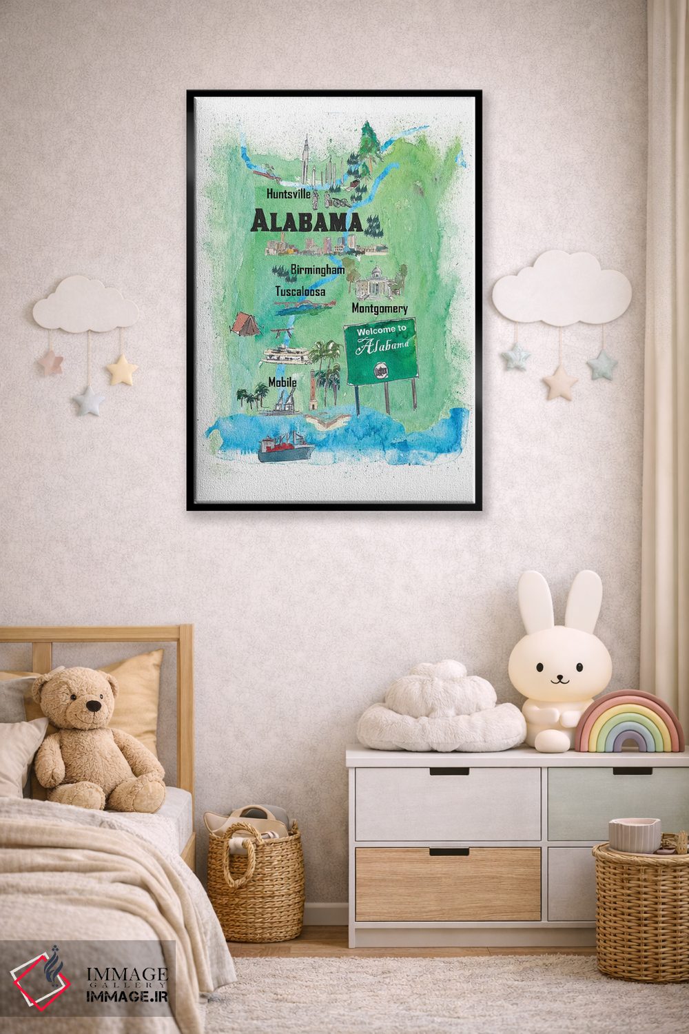 تابلو دکوراتیو پوستر سفر مصور ایالت آلاباما آمریکا اثر مارکوس و مارتینا بلیشنر - D6B