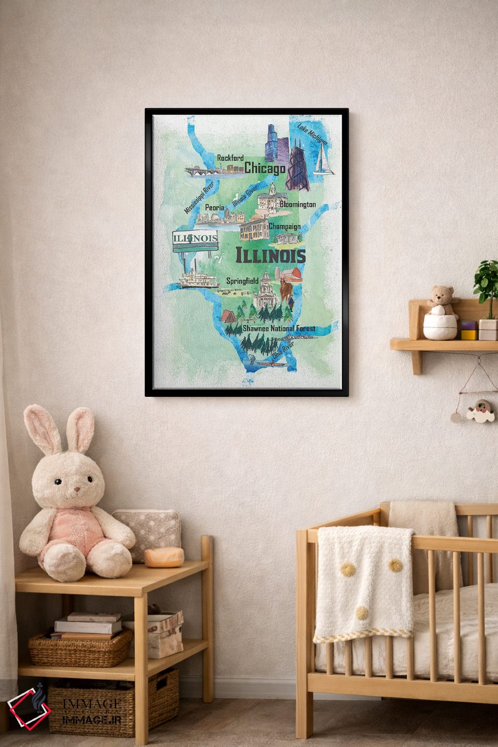 تابلو دکوراتیو "پوستر سفر تصویری آمریکا، ایلینوی" اثر مارکوس و مارتینا بلیشنر - D5B