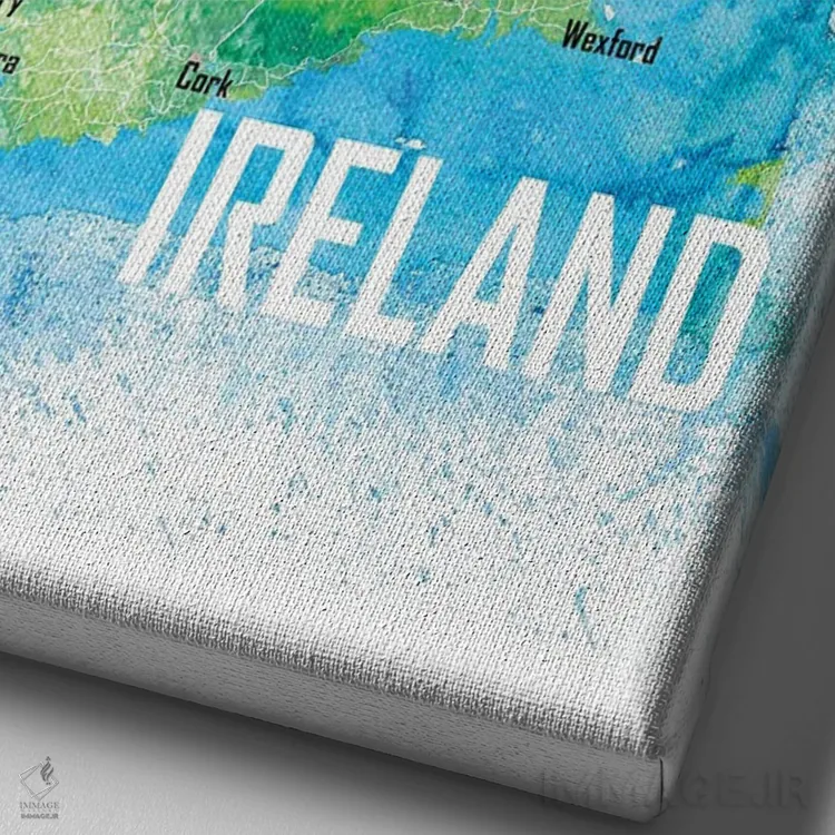 تابلو دکوراتیو نقشه ایرلند اثر مارکوس و مارتینا بلیشنر - نمای نزدیک بافت بوم