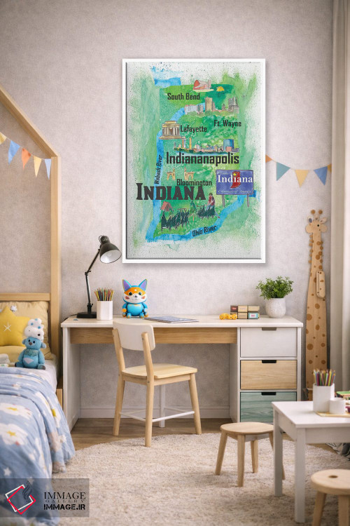 تابلو دکوراتیو "پوستر سفر آمریکا، ایندیانا" اثر مارکوس و مارتینا بلیشنر - D1W
