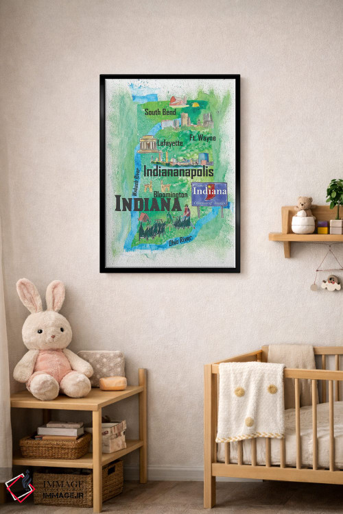 تابلو دکوراتیو "پوستر سفر آمریکا، ایندیانا" اثر مارکوس و مارتینا بلیشنر - D5B