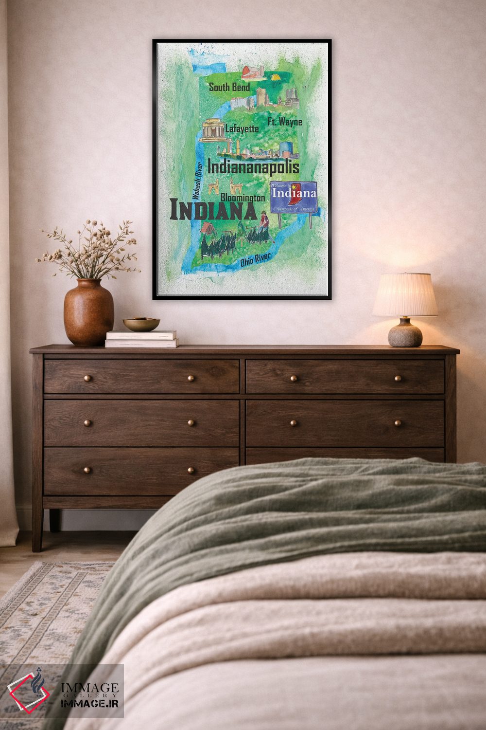 تابلو دکوراتیو "پوستر سفر آمریکا، ایندیانا" اثر مارکوس و مارتینا بلیشنر - D6B