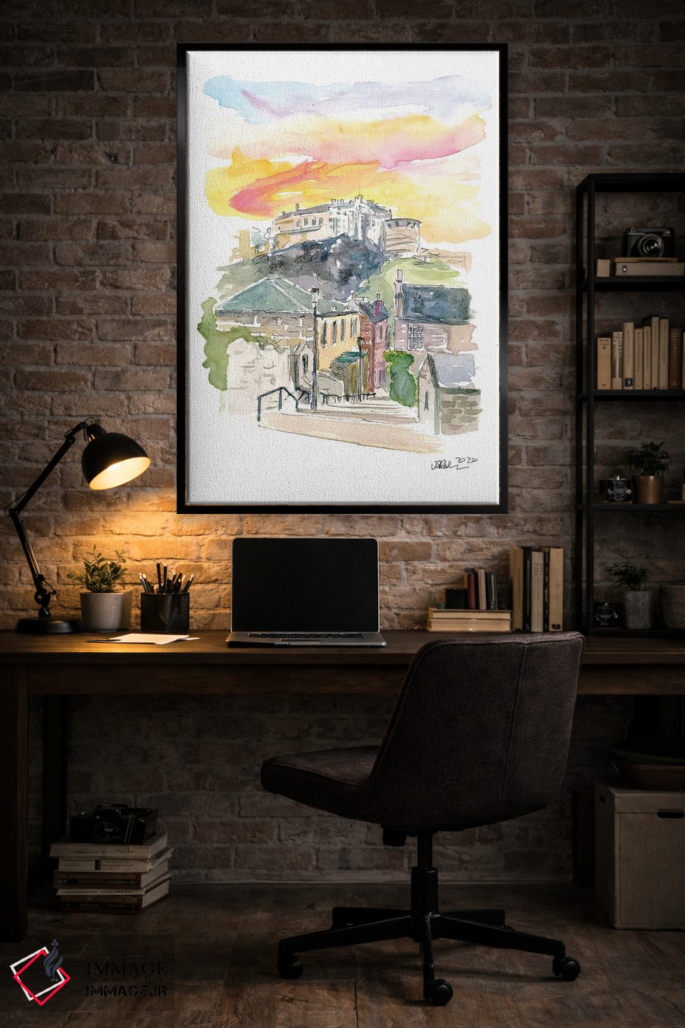 تابلو انتزاعی نمای خیابان اباوربورگ اسکاتلند همراه با قلعه در غ… اثر مارکوس و مارتینا بلیشنر - D3B