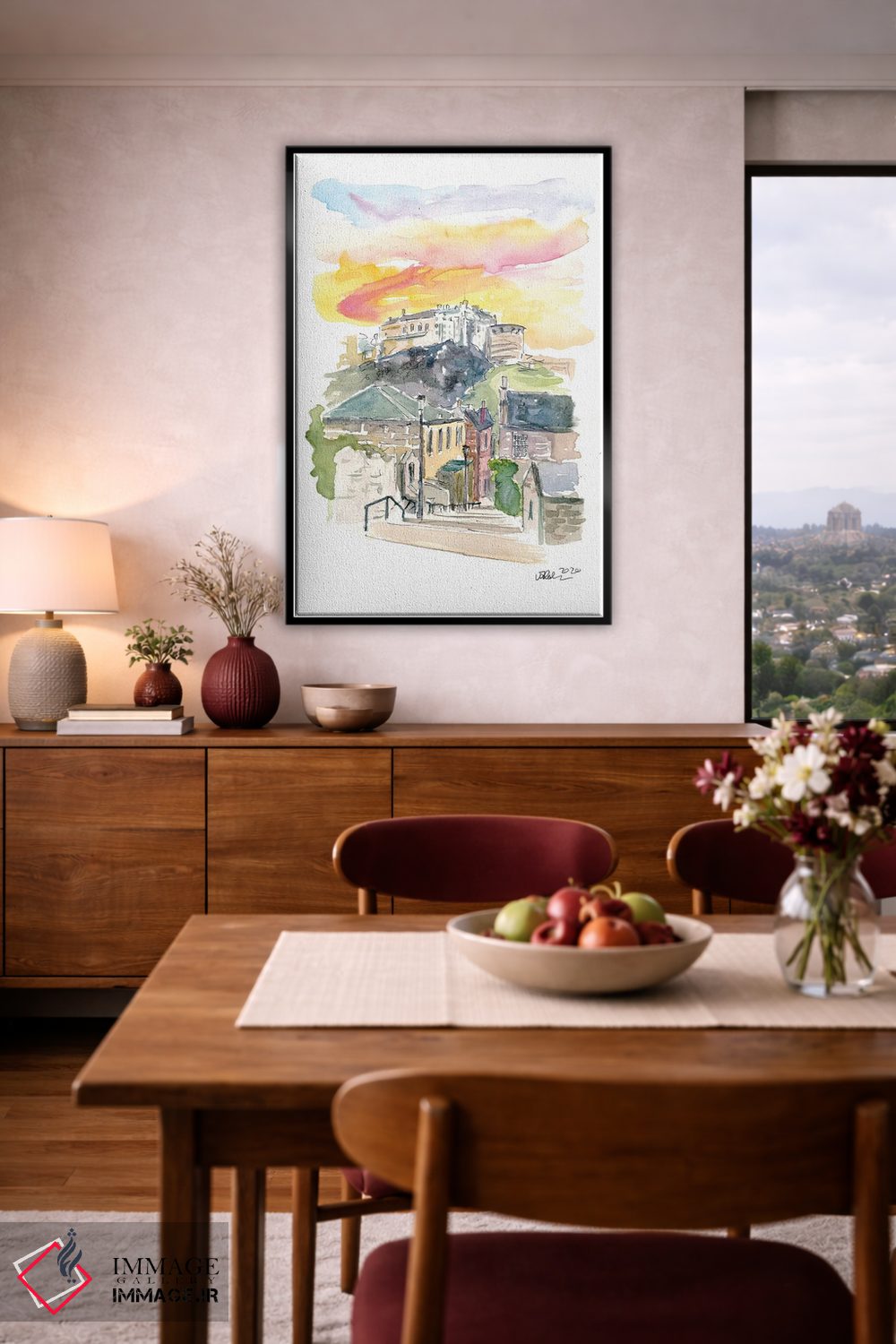 تابلو انتزاعی نمای خیابان اباوربورگ اسکاتلند همراه با قلعه در غ… اثر مارکوس و مارتینا بلیشنر - D4B