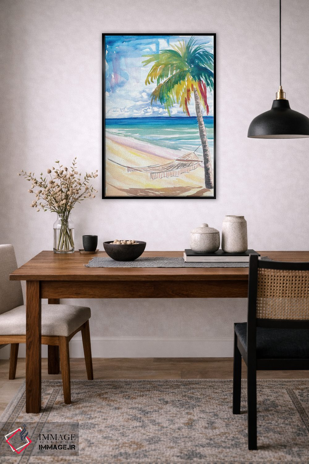 تابلو دکوراتیو "ننو، نخل و دریای فیروزه ای در ساحل تنها کارائی… اثر مارکوس و مارتینا بلیشنر - D4B