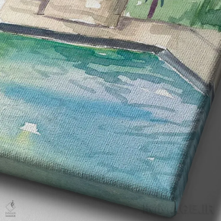 تابلو دکوراتیو نمای شارلوت آمالی سنت توماس با برج بلک برد اثر مارکوس و مارتینا بلیشنر - نمای نزدیک بافت بوم