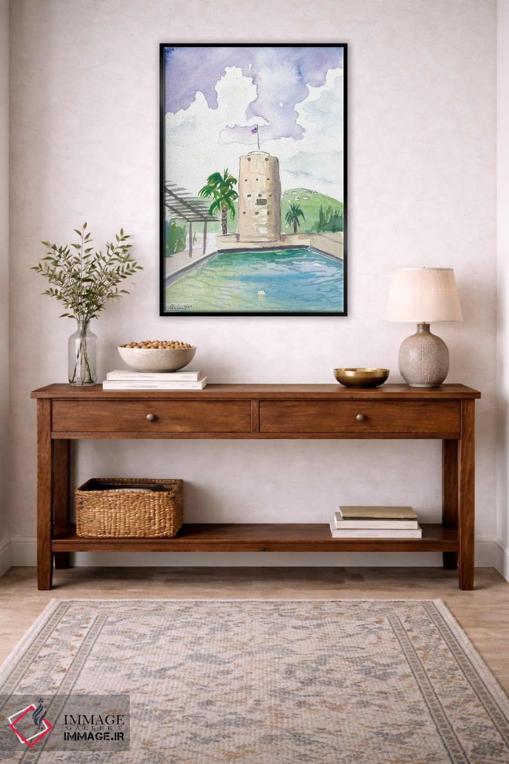 تابلو دکوراتیو نمای شارلوت آمالی سنت توماس با برج بلک برد اثر مارکوس و مارتینا بلیشنر - D3B