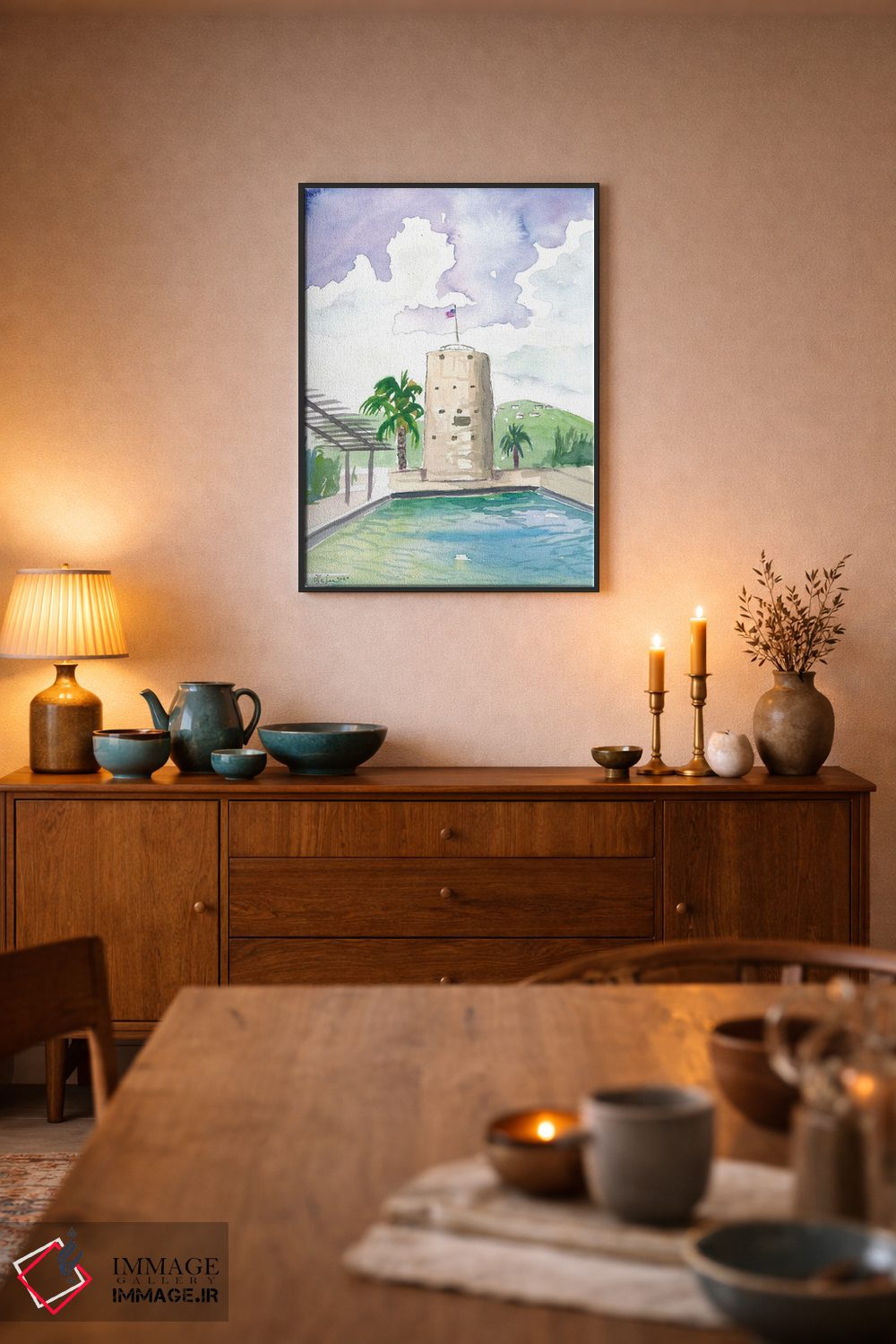 تابلو دکوراتیو نمای شارلوت آمالی سنت توماس با برج بلک برد اثر مارکوس و مارتینا بلیشنر - D6B