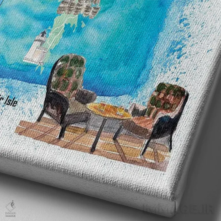 تابلو دکوراتیو "نقشه سفر مصور جزایر شتلند با نکات برجسته گردشگ… اثر مارکوس و مارتینا بلیشنر - نمای نزدیک بافت بوم