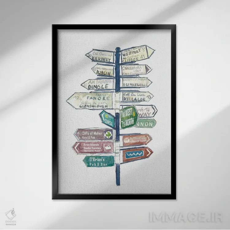 تابلو دکوراتیو "آرزوی سفر و رویاهای مسافرتی، تابلو راهنمای ایر… اثر مارکوس و مارتینا بلیشنر - نمای قابدار مشکی