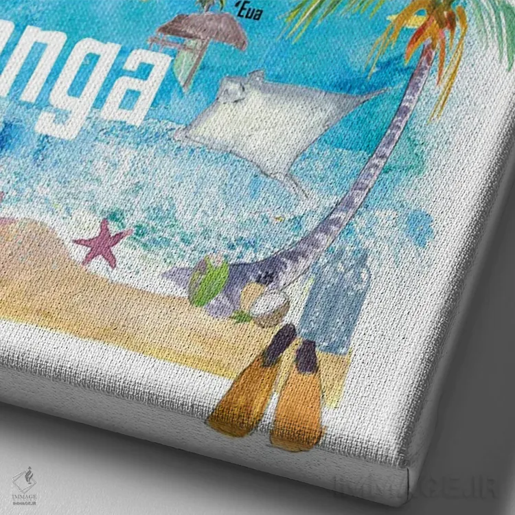 تابلو دکوراتیو "نقشه سفر مصور تونگا، پولینزی با نکات برجسته گر… اثر مارکوس و مارتینا بلیشنر - نمای نزدیک بافت بوم