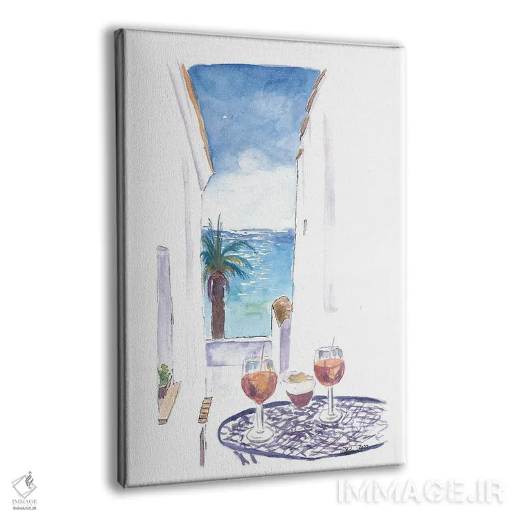 تابلو دکوراتیو نگاهی به دریای مدیترانه در بار یک کوچه کوچک اثر مارکوس و مارتینا بلیشنر - نمای پرسپکتیو محصول
