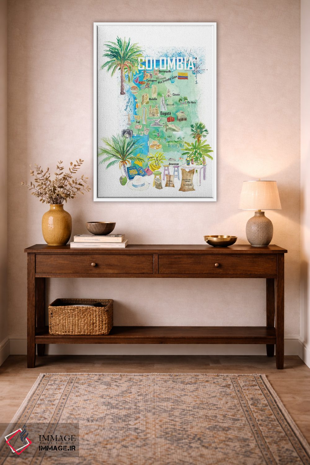تابلو دکوراتیو نقشه سفر مصور کلمبیا با جاذبه ها و نکات برجسته… اثر مارکوس و مارتینا بلیشنر - D3W