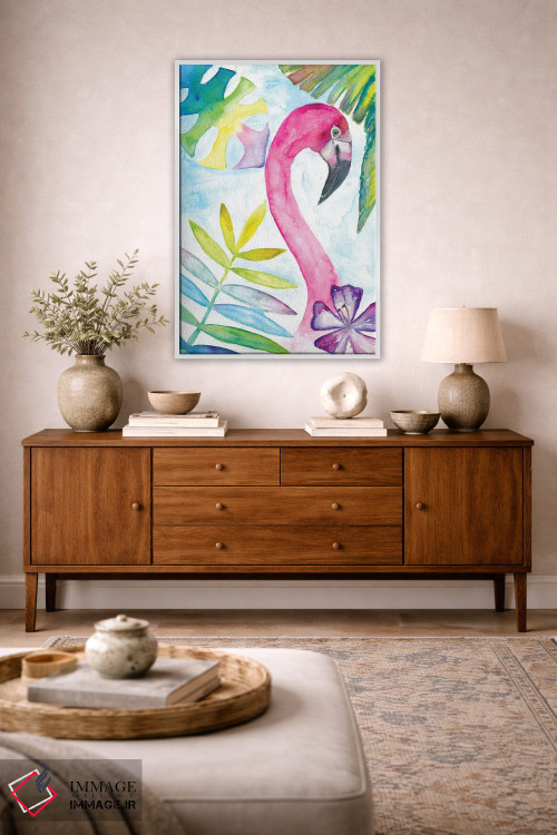 تابلو دکوراتیو "فلامینگو صورتی با لبخند گرمسیری" اثر مارکوس و مارتینا بلیشنر - D2W