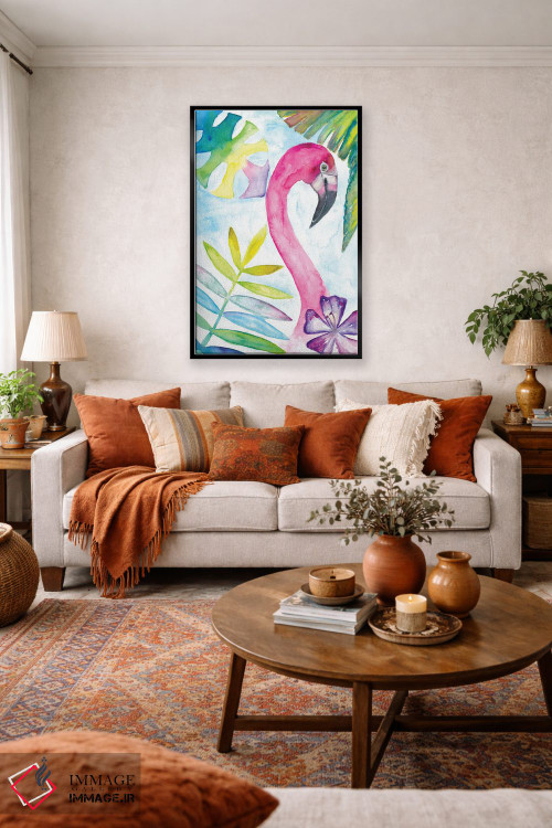 تابلو دکوراتیو "فلامینگو صورتی با لبخند گرمسیری" اثر مارکوس و مارتینا بلیشنر - D4B