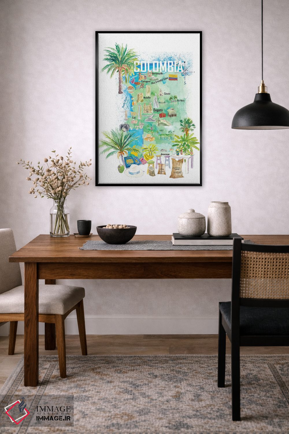 تابلو دکوراتیو نقشه سفر مصور کلمبیا با جاذبه ها و نکات برجسته… اثر مارکوس و مارتینا بلیشنر - D5B