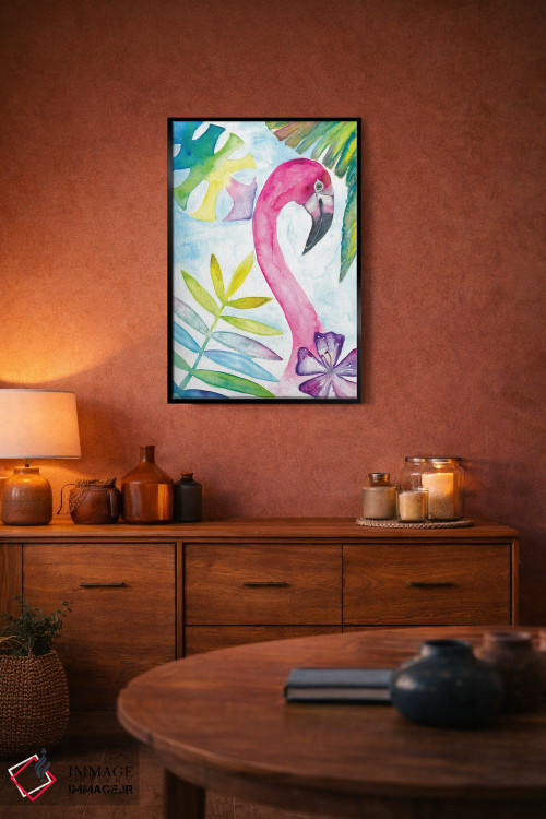 تابلو دکوراتیو "فلامینگو صورتی با لبخند گرمسیری" اثر مارکوس و مارتینا بلیشنر - D6B