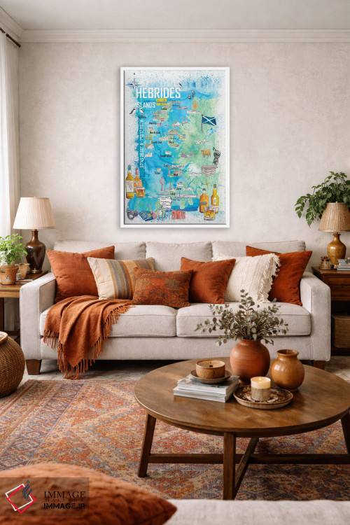 تابلو دکوراتیو "نقشه سفر جزایر هبریدی با نکات برجسته گردشگری" اثر مارکوس و مارتینا بلیشنر - D1W