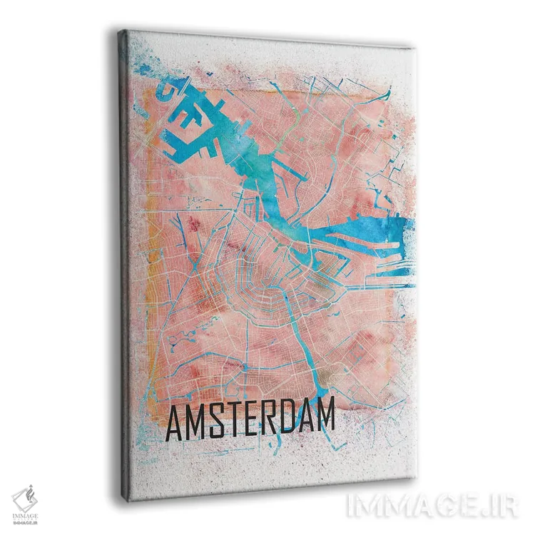 تابلو دکوراتیو نقشه مصور و نماباور آمستردام هلند اثر مارکوس و مارتینا بلیشنر - نمای پرسپکتیو محصول