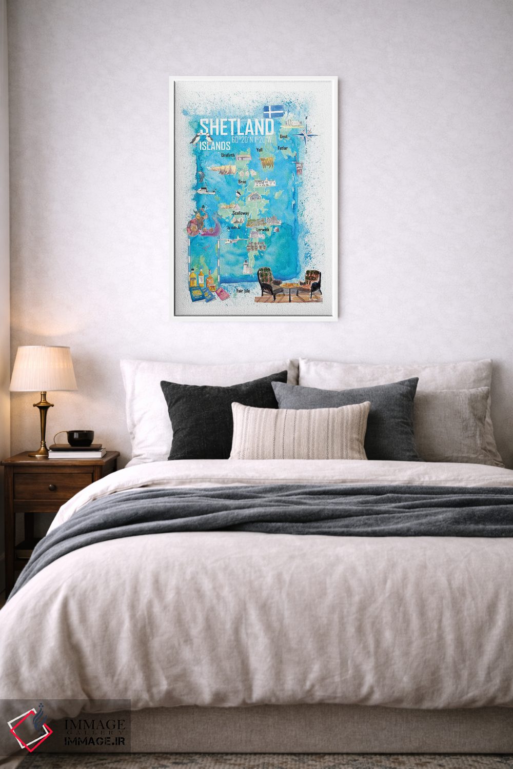 تابلو دکوراتیو "نقشه سفر مصور جزایر شتلند با نکات برجسته گردشگ… اثر مارکوس و مارتینا بلیشنر - D6W