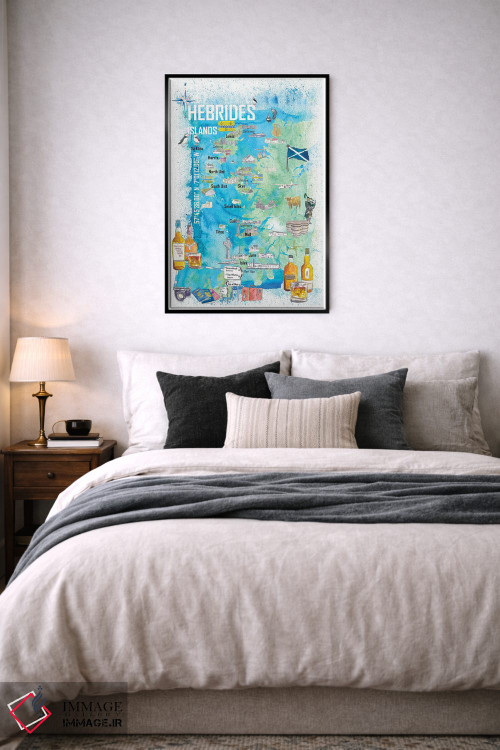 تابلو دکوراتیو "نقشه سفر جزایر هبریدی با نکات برجسته گردشگری" اثر مارکوس و مارتینا بلیشنر - D6B
