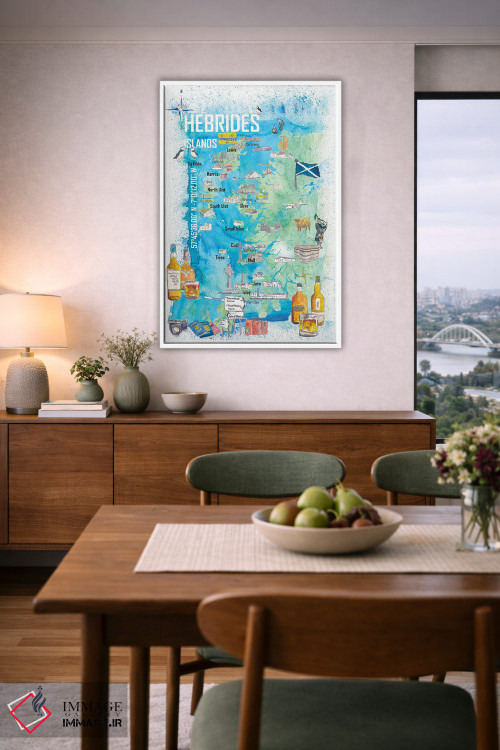 تابلو دکوراتیو "نقشه سفر جزایر هبریدی با نکات برجسته گردشگری" اثر مارکوس و مارتینا بلیشنر - D5W
