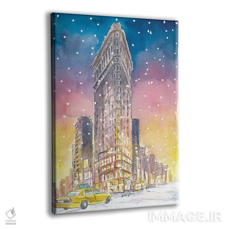 تابلو دکوراتیو زمستان در نیویورک با بارش رمانتیک برف و رویای ف… اثر مارکوس و مارتینا بلیشنر - نمای پرسپکتیو محصول