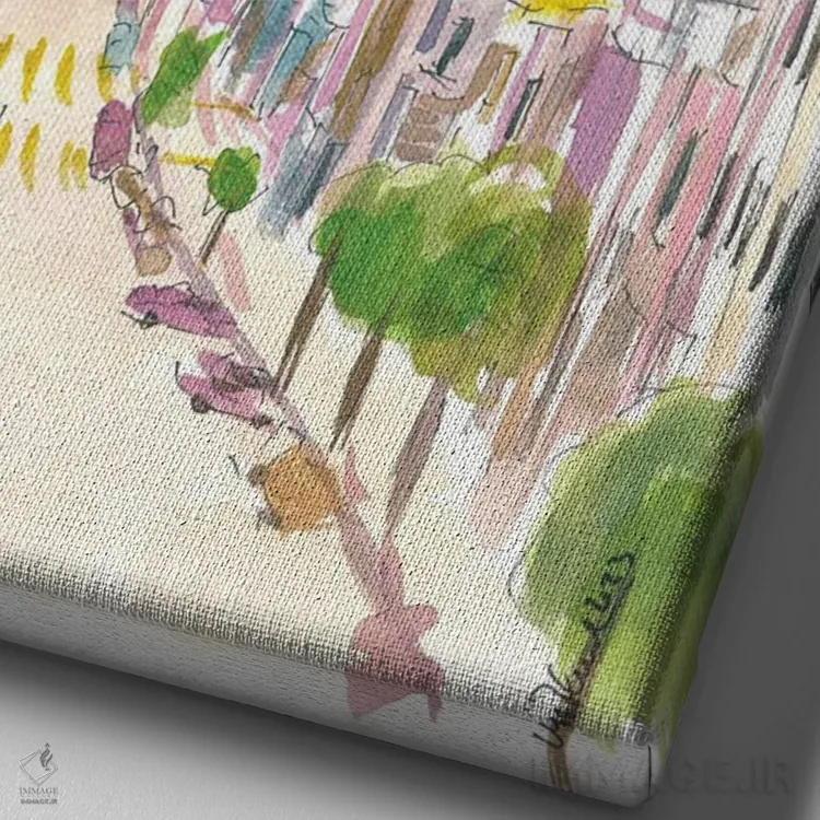 تابلو دکوراتیو خیابان ها، تپه ها و نمای آفتابی سان فرانسیسکو د… اثر مارکوس و مارتینا بلیشنر - نمای نزدیک بافت بوم